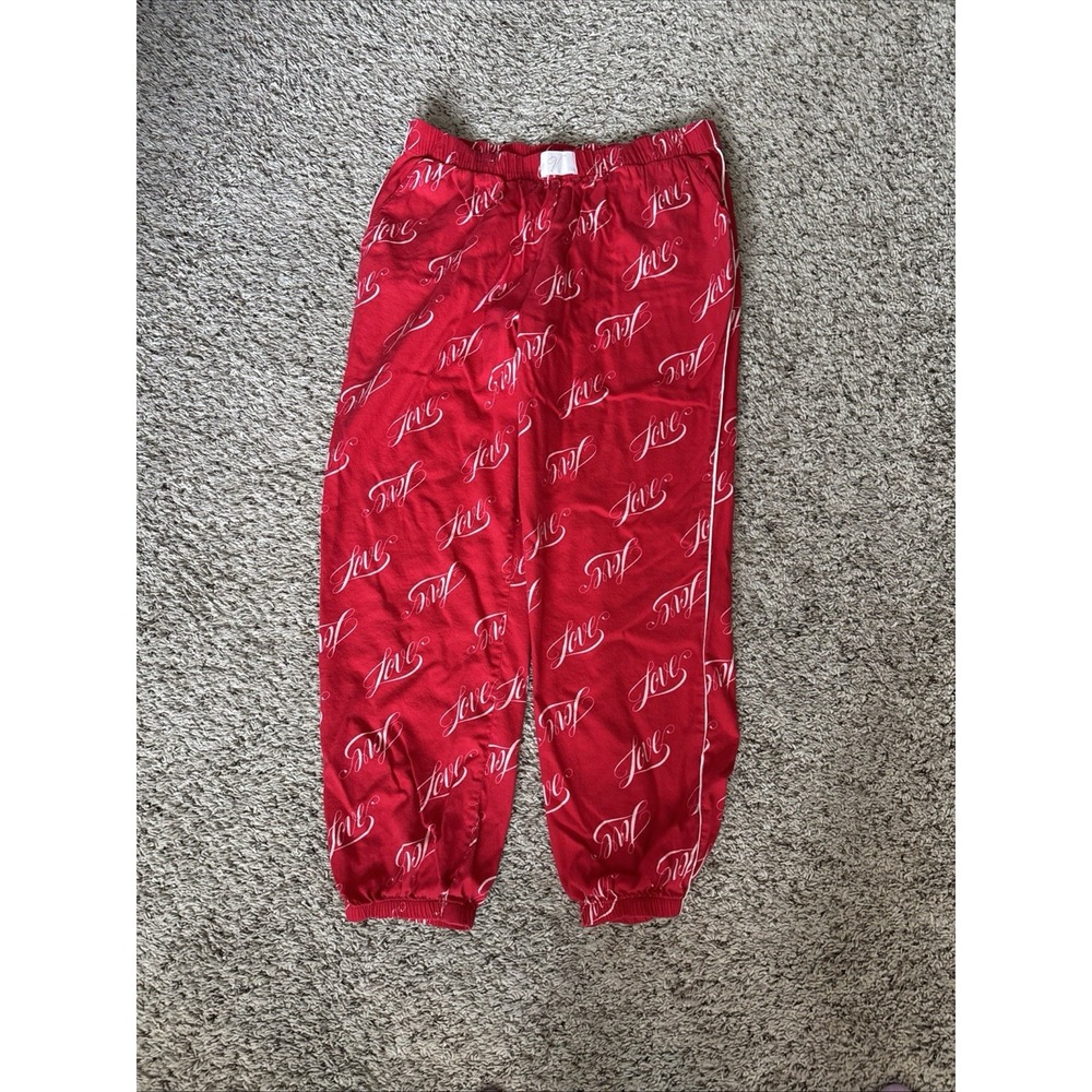 Victoria's Secret Lounge Pajama Pants Flannel Red w White Love Script Print Sz M